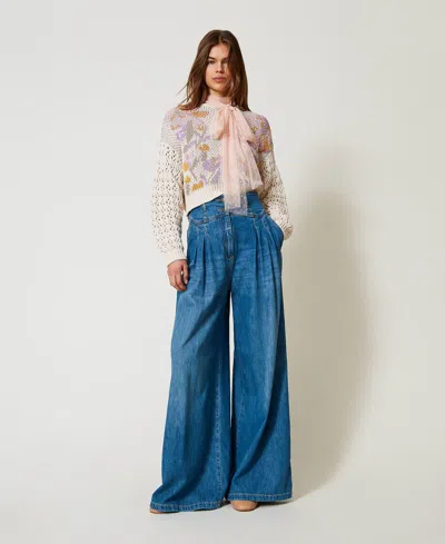 Twinset Jean Ample Avec Plis In Pink