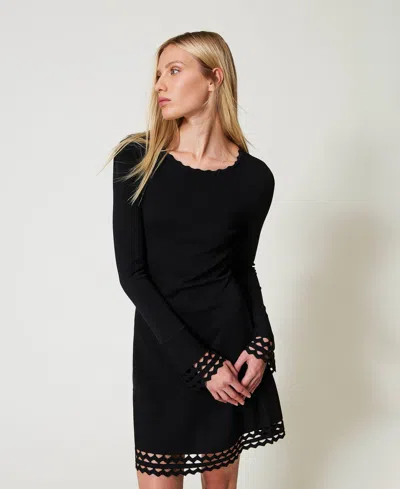 Twinset Robe Courte Avec Motif Géométrique In Black