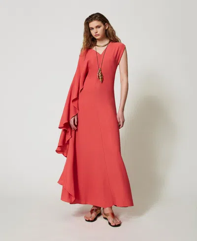 Twinset Robe Longue « Vulcano » En Crêpe Georgette In Red
