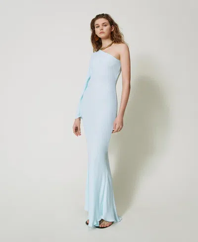 Twinset Robe Longue Ajustée « Lido » En Crêpe Georgette In Blue