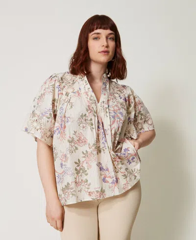 Twinset Blouse En Mousseline Avec Broderies In Animal Print