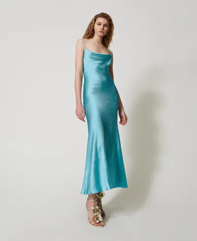 Twinset Twin Set Satin Dress In Blue