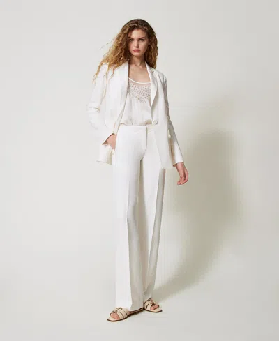 Twinset Pantalon Droit Avec Poches In White