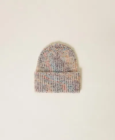 Actitude By Twinset Bonnet En Maille Multicolore In Gray