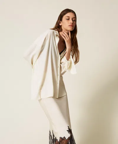 Actitude By Twinset Chemise Oversize En Crêpe De Chine Recyclé In Neutral
