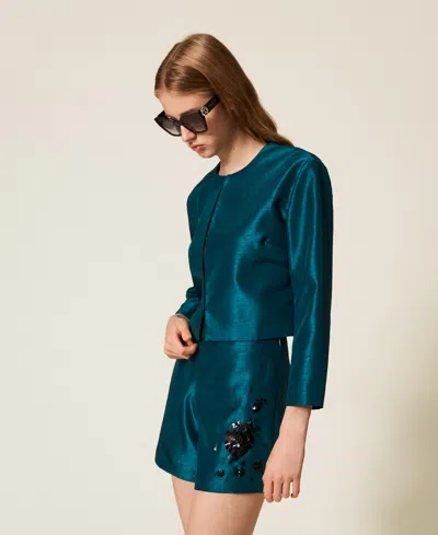 Actitude By Twinset Blouson En Shantung In Green