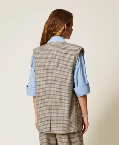 Actitude By Twinset Gilet Sans Manches Croisé En Pied-de-poule In Multi