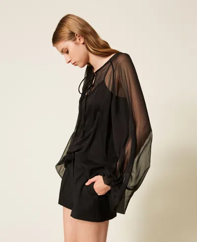 Actitude By Twinset Blouse En Voile In Black