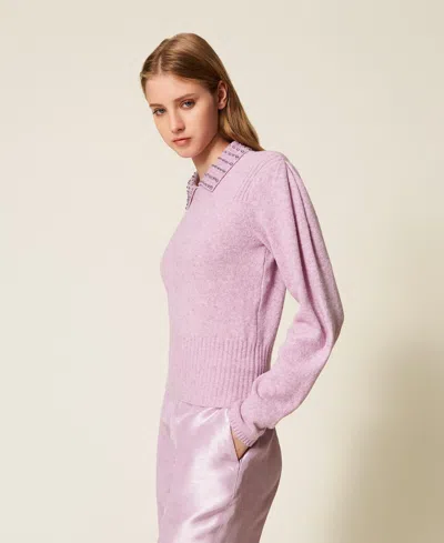 Actitude By Twinset Pull Polo En Fil Recyclé In Pink