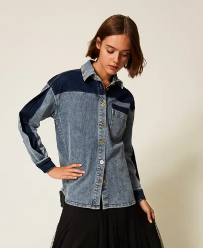 Twinset Chemise En Jean Bicolore In Multi