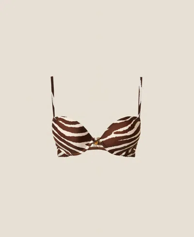 Twinset Zebra Push-up Bra In Brown