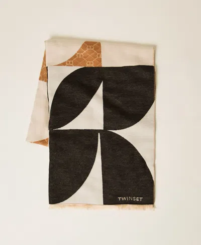 Twinset Étole En Drap Jacquard In Neutral