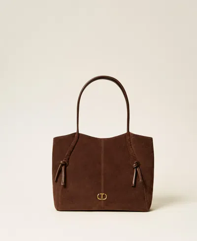 Twinset Cabas En Cuir Velours Avec Nauds