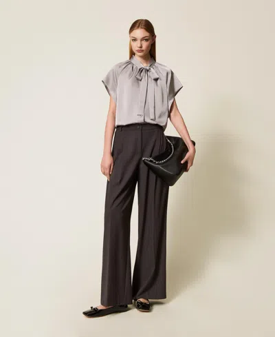 Twinset Pantalon Palazzo Avec Plis In Multi