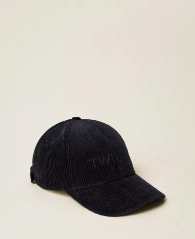 Twinset Casquette De Baseball En Velours In Blue