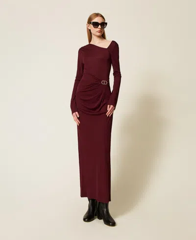 Twinset Robe Midi Avec Drapé Et Oval T In Red
