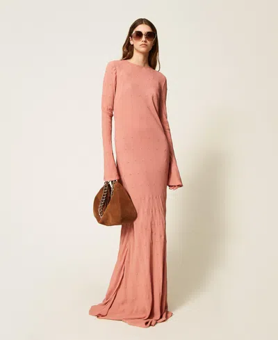 Twinset Crystal-embellished Maxi Dress In Pink