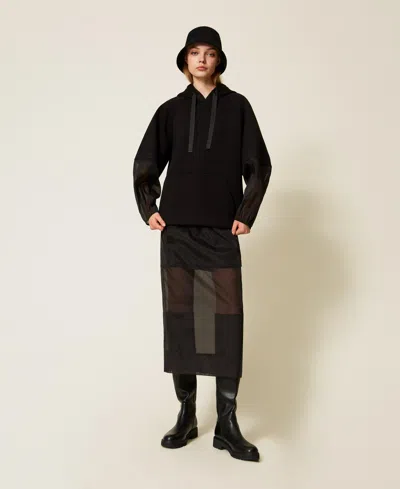 Twinset Jupe Mi-longue En Organza In Black