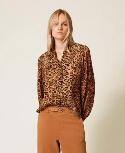 Twinset Twin Set Shirts Brown In Blue