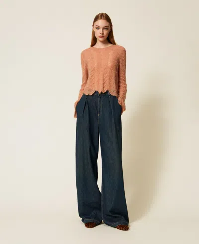 Twinset Jean Ample Avec Plis In Blue