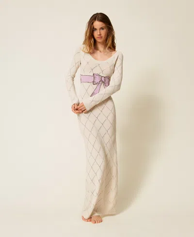 Twinset Robe Longue En Fil Treeblend Avec Incrustation In Multi