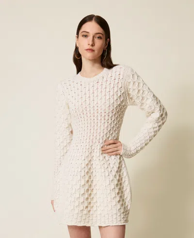 Twinset Robe Courte En Maille De Laine Et Cachemire In Neutral