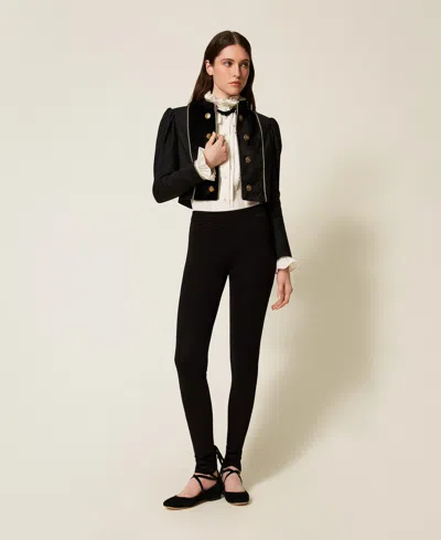 Twinset Legging En Maille Avec Bandes Latérales In Black