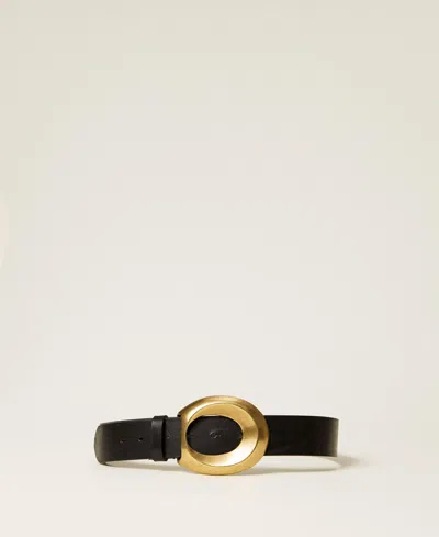 Twinset Ceinture En Cuir Avec Boucle Ovale In Black