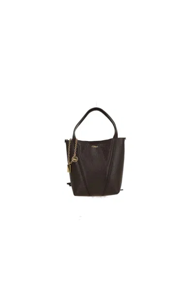 Chloé Spin Grained Leather Tote Bag In Brown