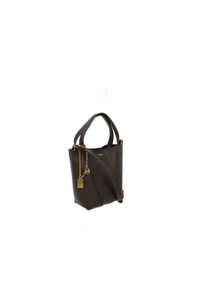Chloé Spin Grained Leather Tote Bag In Brown