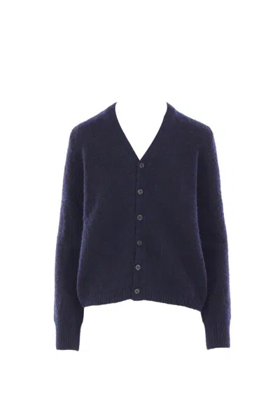 Maison Margiela Wool Cardigan Knitwear Black In Blue