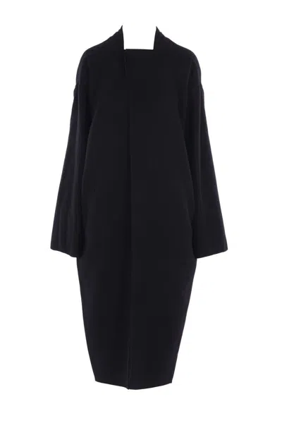 Rick Owens Long Coat Structured Back Vent In Black