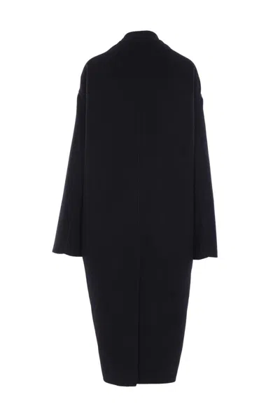 Rick Owens Long Coat Structured Back Vent In Black