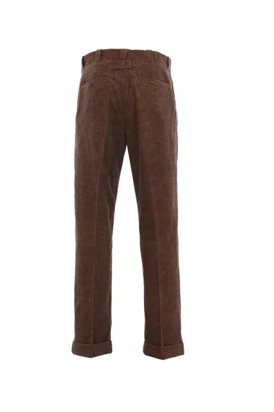 Taiga Takahashi Pleat-detail Corduroy Trousers In Brown