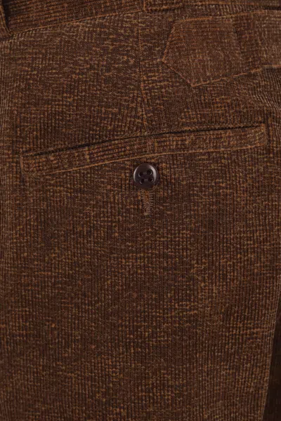 Taiga Takahashi Pleat-detail Corduroy Trousers In Brown