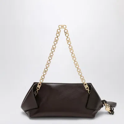 Ferragamo Xs Scarf Leather Chain Shoulder Bag In Brown