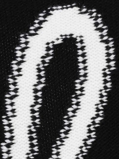 Off-white Logo-intarsia Wool Cardigan In Black