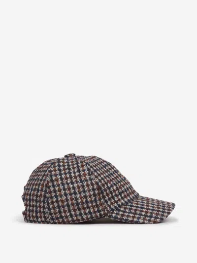 Fedeli Houndstooth Wool Hat In Gray