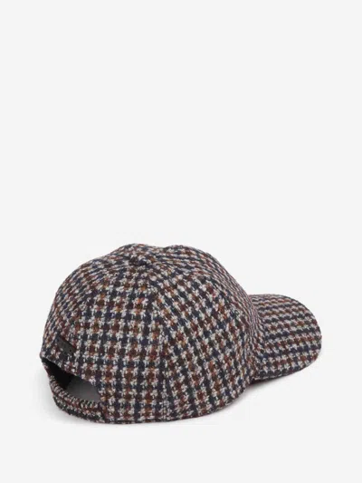 Fedeli Houndstooth Wool Hat In Gray