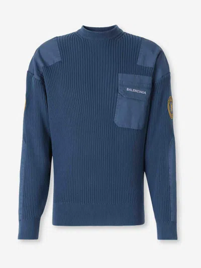 Balenciaga Blue Uniform Merch Cotton Jumper In Blue