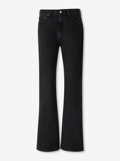 Agolde Womens Forecast Leena Flared-leg Cotton-blend Jeans In Black