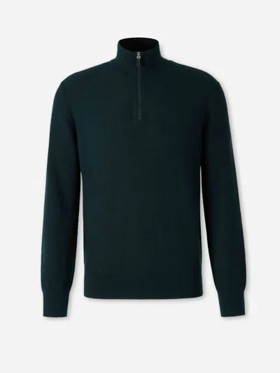 Zegna Wool Half-zip Sweater In Green