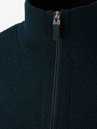 Zegna Wool Half-zip Sweater In Green