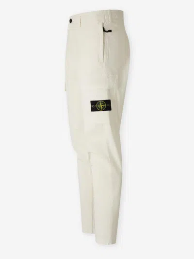 Stone Island Logo-patch Pants In White