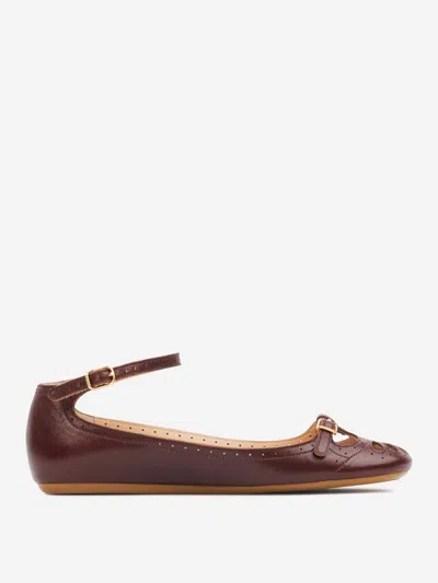 Chloé Chloe Misty Cut-out Leather Ballet Flats In Green