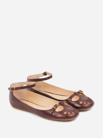 Chloé Chloe Misty Cut-out Leather Ballet Flats In Green
