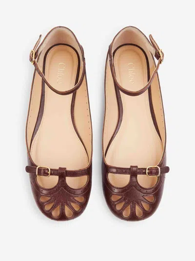 Chloé Chloe Misty Cut-out Leather Ballet Flats In Green
