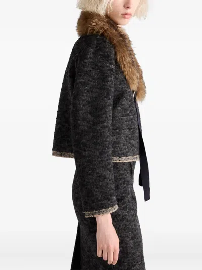Prada Women's Single-breasted Double Tweed Jacket In Gray