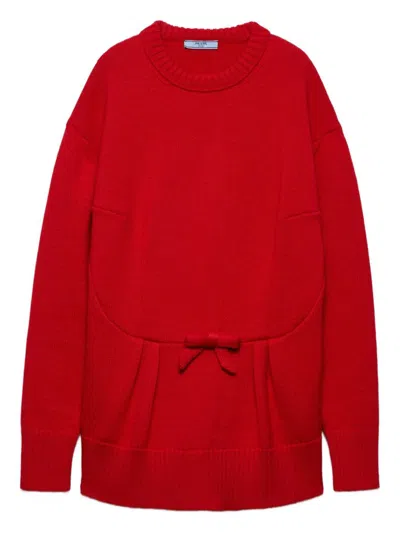Prada Bow-detail Sweater In Red