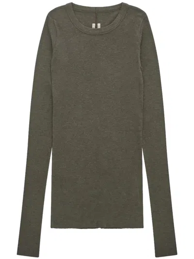Rick Owens Long Sleeve Round Neck Knit Top In Green